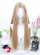 Natural Middle Score Bangs Golden Long Straight Hair Classic Lolita Wig