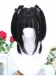 Wind Chime Series Black Daily Natural JK Girl Air Bangs Shoulder Straight Hair Classic Lolita Wig