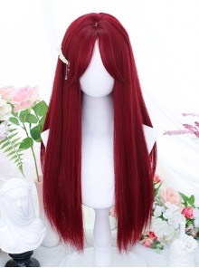 Mountain Tea Series Red Daily Natural Fashion Long Straight Hair Classic Lolita Wig