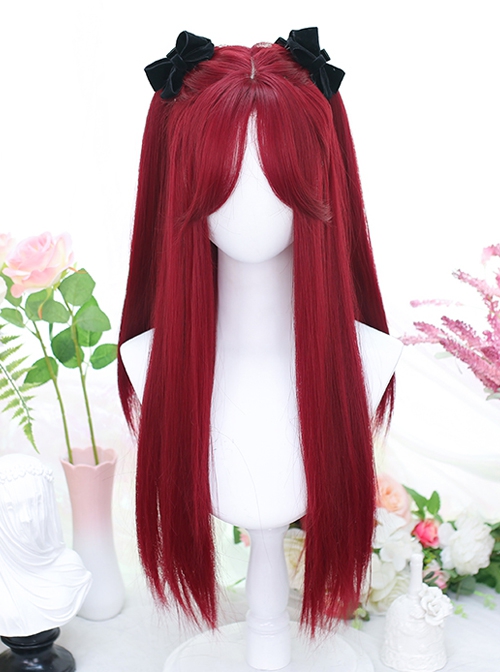 Mountain Tea Series Red Daily Natural Fashion Long Straight Hair Classic Lolita Wig