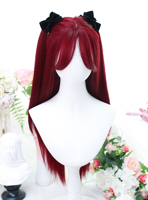 Mountain Tea Series Red Daily Natural Fashion Long Straight Hair Classic Lolita Wig