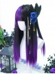 Black Gradient Purple Girl Internet Celebrity Fashion Long Straight Hair Punk Lolita Wig