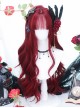 Red Daily Natural Air Bangs Long Curly Hair Classic Lolita Wig