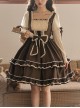 Fog Brown Series Retro Doll Sense Elegant Square Collar Chiffon Puff Sleeve Brown Sweet Lolita Long-Sleeved Dress