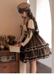 Fog Brown Series Retro Doll Sense Elegant Square Collar Chiffon Puff Sleeve Brown Sweet Lolita Long-Sleeved Dress