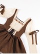 Fog Brown Series Retro Doll Sense Elegant Square Collar Chiffon Puff Sleeve Brown Sweet Lolita Long-Sleeved Dress