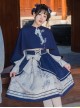 Chinese Style Stand-Up Collar Stitching One-Piece Cloak Bamboo Embroidery Printing School Lolita Long-Sleeved Dress