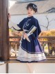 Chinese Style Stand-Up Collar Stitching One-Piece Cloak Bamboo Embroidery Printing School Lolita Long-Sleeved Dress