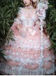 Elf Fairy Series Retro Gorgeous Tea Party Elegant Square Neck Spring Pink Flowers Sweet Lolita Sleeveless Dress