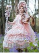 Elf Fairy Series Retro Gorgeous Tea Party Elegant Square Neck Spring Pink Flowers Sweet Lolita Sleeveless Dress