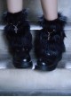 Black Plush Hollow Cross Decoration Simple Punk Lolita Leg Covers
