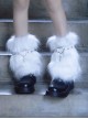 Pure Color Hollow Love Rivets Decorated White Plush Punk Lolita Leg Covers