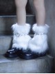 Pure Color Hollow Love Rivets Decorated White Plush Punk Lolita Leg Covers