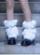 Blue PU Leather Cross Rivets Decorated White Plush Punk Lolita Leg Covers