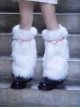 Pink Sweet PU Leather Rivet Love Cross Decoration White Plush Warm Punk Lolita Leg Covers