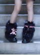 Sweet Bowknot Asymmetric Heart Hollow Cross Rivet Decorated Black Plush Warm Punk Lolita Leg Covers