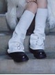 Handwork Knit White Asymmetrical Heart Buckle Pin Decorate Punk Lolita Leg Covers