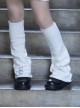 Handwork Knit White Asymmetrical Heart Buckle Pin Decorate Punk Lolita Leg Covers