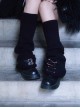 Black Heart Buckle Pin Decorate Handwork Knitted Asymmetrical Punk Lolita Leg Covers