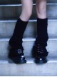 Black Heart Buckle Pin Decorate Handwork Knitted Asymmetrical Punk Lolita Leg Covers