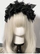 Pure Color Rose Bowknot Lace Classic Lolita Headband