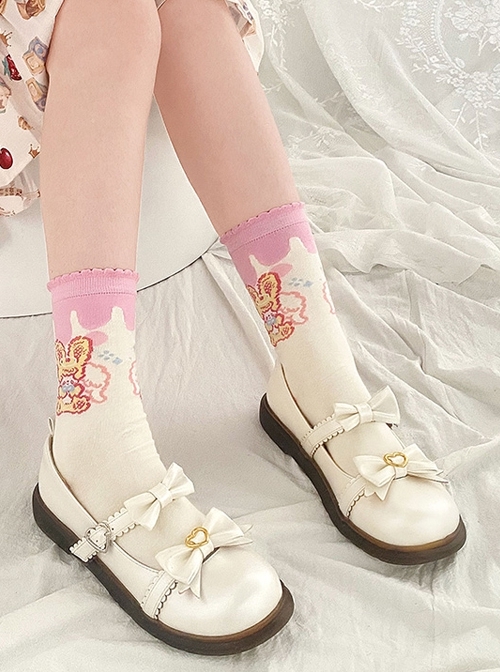 Ice Cream Angel Bunny Angel Bear Cute Sweet Lolita Knitted Socks