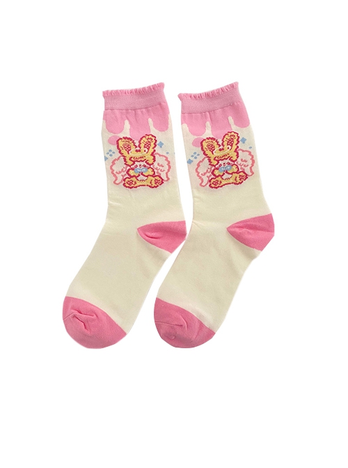 Ice Cream Angel Bunny Angel Bear Cute Sweet Lolita Knitted Socks