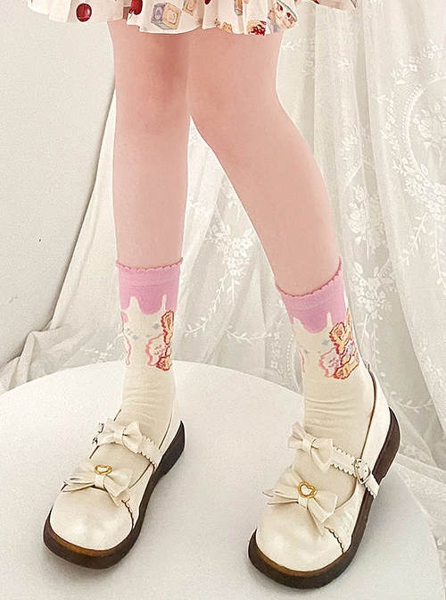 Ice Cream Angel Bunny Angel Bear Cute Sweet Lolita Knitted Socks