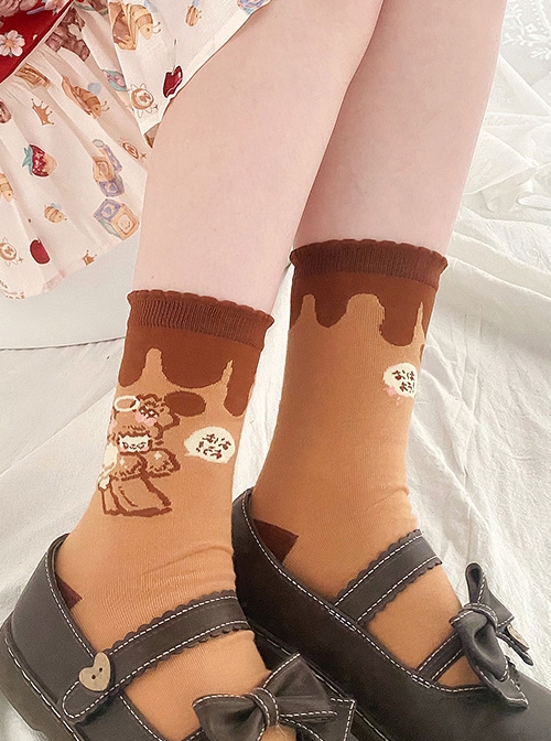 Ice Cream Angel Bunny Angel Bear Cute Sweet Lolita Knitted Socks