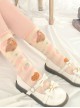 Pink Knitted Cute Bear Biscuit Print Sweet Lolita Socks