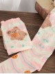 Pink Knitted Cute Bear Biscuit Print Sweet Lolita Socks