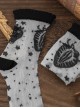 Summer Black Strawberry Star Print Glass Silk Classic Lolita Socks