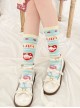 Milk Sugar Series Small Flower Donut Calf Print Blue Knitted Sweet Lolita Socks