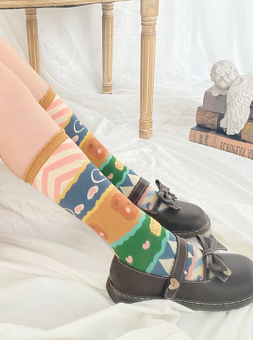 Retro Bear Series Cute Spring Summer Knitted Bear Sweet Lolita Socks
