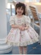 Cute Rabbit Print Puff Sleeve Bowknot Decoration Sweet Lolita Kids Short Sleeve Dress
