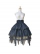 Trainee Witch Series Black Square Neck Rose Jacquard Gothic Lolita Sleeveless Top Skirt Split Suit