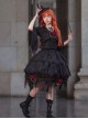 Trainee Witch Series Black Square Neck Rose Jacquard Gothic Lolita Sleeveless Top Skirt Split Suit