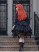 Trainee Witch Series Black Square Neck Rose Jacquard Gothic Lolita Sleeveless Top Skirt Split Suit