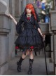 Trainee Witch Series Black Square Neck Rose Jacquard Gothic Lolita Sleeveless Top Skirt Split Suit