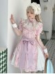 Sweetheart Witch Series Stand Collar Translucent Mesh Design Stitching Sleeves Printed Lace Sweet Lolita Long-Sleeved Dress