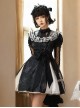 Sweetheart Witch Series Stand Collar Translucent Mesh Design Stitching Sleeves Printed Lace Sweet Lolita Long-Sleeved Dress