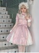 Sweetheart Witch Series Stand Collar Translucent Mesh Design Stitching Sleeves Printed Lace Sweet Lolita Long-Sleeved Dress