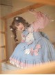 Plum Flower Snow Rabbit Series Sweet Lolita Blue Pink Plum Flower Bowknot Decoration Long Sleeve Shirt Sleeveless Dress Set