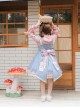 Plum Flower Snow Rabbit Series Sweet Lolita Blue Pink Plum Flower Bowknot Decoration Long Sleeve Shirt Sleeveless Dress Set