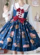 Bear Orchestra Series Retro British Style Piano Note Printing Bowknot Cute Elegant Sweet Lolita Long-Sleeved Dress