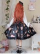 Bear Orchestra Series Retro British Style Piano Note Printing Bowknot Cute Elegant Sweet Lolita Long-Sleeved Dress