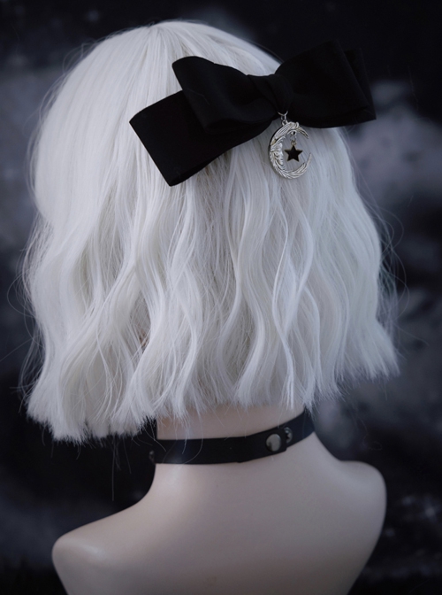 Handmade Black Bowknot Moon Star Decoration Alloy Gothic Lolita Hair Clip