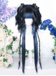 Black Blue Gradient Air Bangs Jellyfish Head Short Curly Long Straight Hair Punk Lolita Wig
