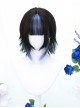 Natural Outside Warped JK Black Blue Mixed Color Short Straight Hair Classic Lolita Wig