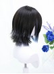 Natural Outside Warped JK Black Blue Mixed Color Short Straight Hair Classic Lolita Wig